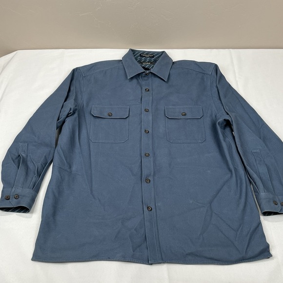 Levis Chamois Flannel Shirt XL Jacket Shacket Pockets Lined Slate Blue - Picture 1 of 12